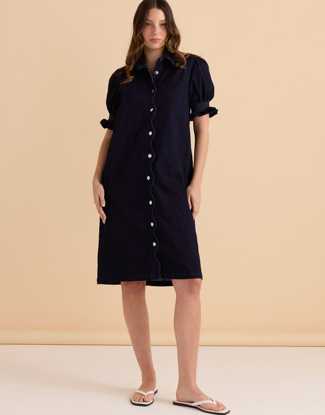 Betty Basics - Scallop Denim Dress