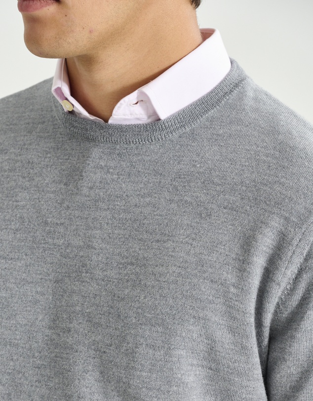 3 Wise Men - 3 Wise Men Driver Crew Neck Merino Knit - Grey Marle