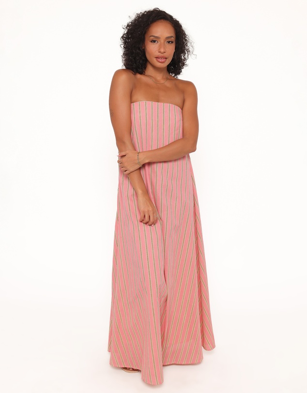 Petal & Pup - Soph Strapless Maxi Dress - Pink Stripe