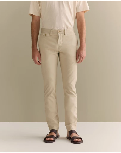 Trenery - Slim Fit Cotton Dobby Twill Chino in Fawn