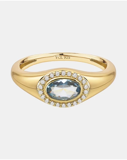 YCL  - March Birthstone Signet Ring