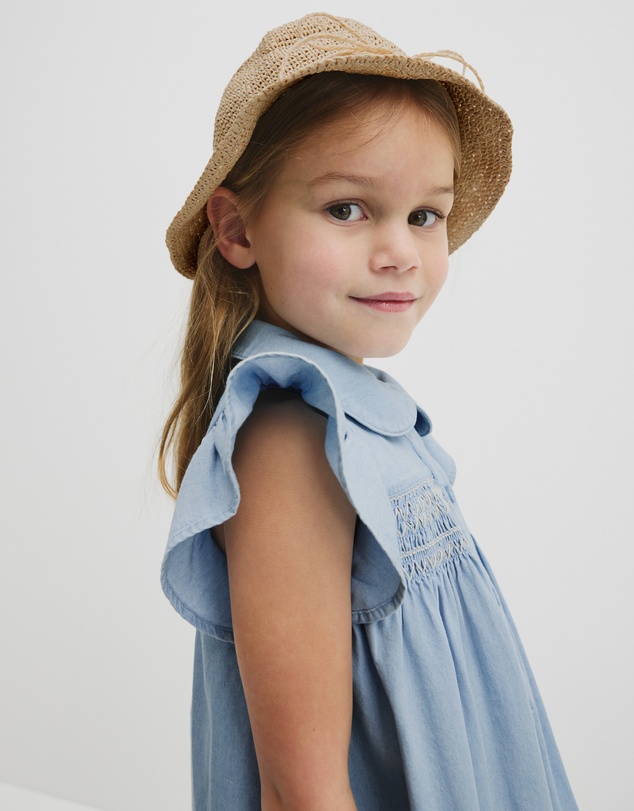 Country Road - Organically Grown Cotton Short Sleeve Chambray Dress
