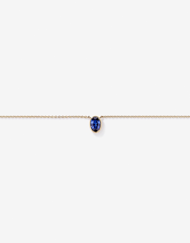 Michael Hill - Oval Blue Created Sapphire Bezel Necklace in 10kt Yellow Gold
