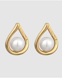 Elli Jewelry - Earrings Hoops Pearl Wedding 925 Sterling Silver Gold-Plated