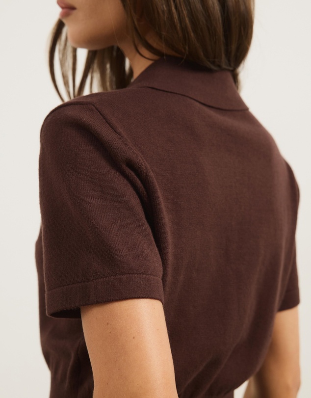 Atmos&Here - Cassie Knitted Fitted Waist Polo Top