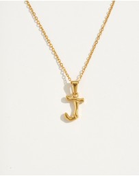 Reliquia Jewellery - J Initial Gold Charm Necklace