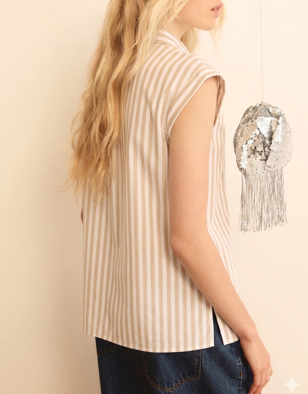 Emme - Rope Regular Cotton Sleeveless Shirt