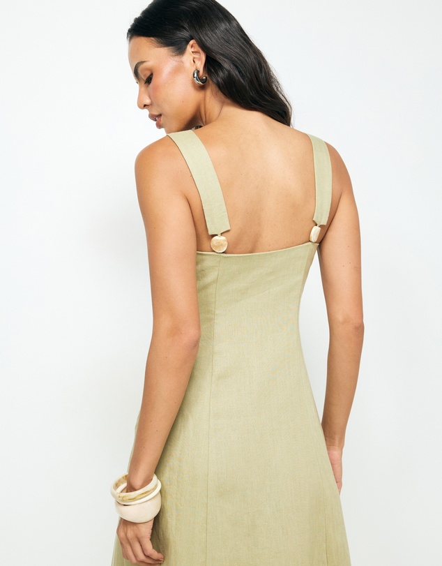 AERE - Haven Linen Beaded Midi Dress