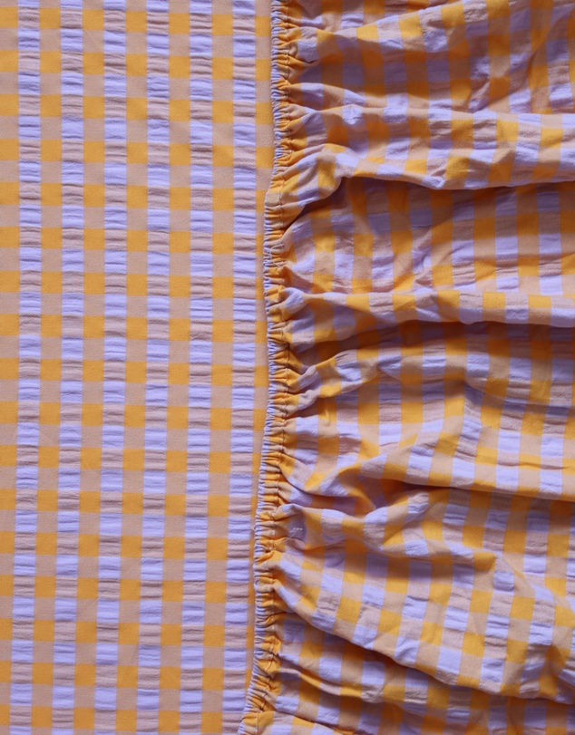 Mosey Me - Kumquat Bloom Seersucker Fitted Sheet