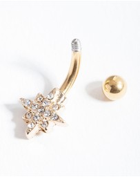 Lovisa - Gold Starburst Surgical Steel Belly Bar