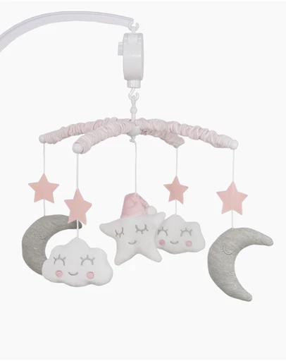 Living Textiles - Musical Mobile Set - Pink Moon & Stars