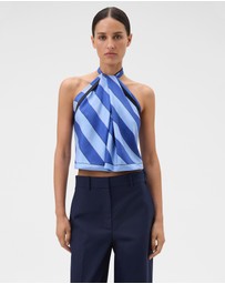 Oroton - Slub Silk Stripe Scarf