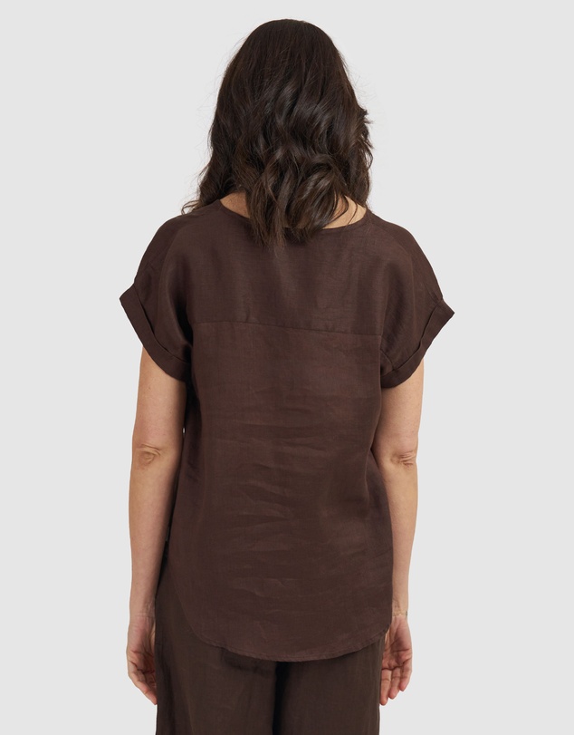 CAMIXA - Martina Linen V-Neck T-shirt