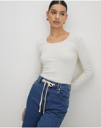 AERE - Jye Scoop Neck Long Sleeve T-Shirt