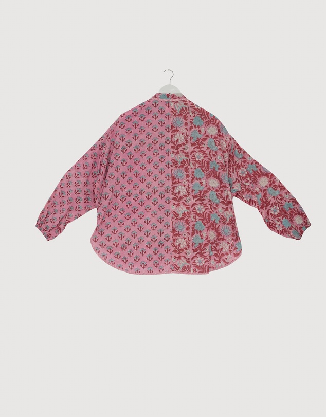 Revibe - Repaired KINGA CSILLA Kamala Block Print Chalm Shirt - AU 6