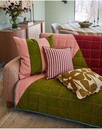 Mosey Me - Corduroy Euro Pillowcase - Peach/Green