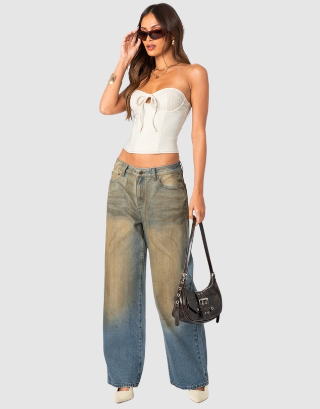 EDIKTED - Muddy Washed Low Rise Jeans