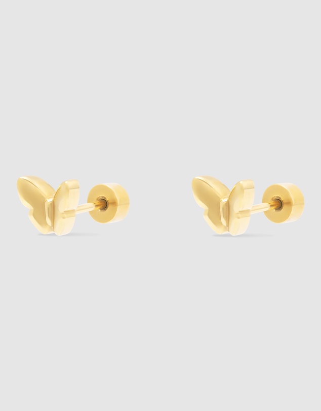 Wanderlust + Co - Butterfly Gold Flat Back Earrings