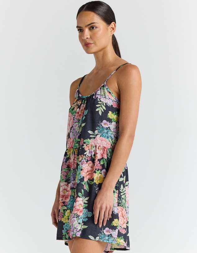Poolside Paradiso - Jardin Slip Babydoll Dress - Black