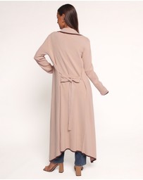 Petal & Pup - Vallis Contrast Trim Long Cardigan - Beige