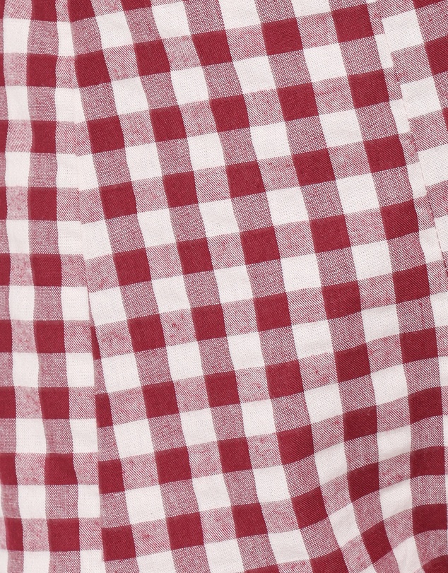Petal & Pup - Landon Tiered Peplum Top - Burgundy Gingham