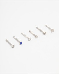 Lovisa - Surgical Steel Heart & Diamante Nose Stud 6-Pack
