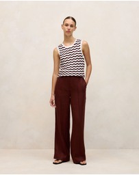 Trenery - Linen Pintucked Pant in Espresso
