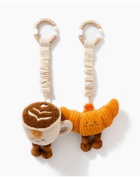 Living Textiles - 2 Pack Mini Market Brunch Stroller Toys - Coffee & Croissant