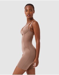 Spanx - SHAPING SATIN-Open-Bust Mid-thigh Bodysuit