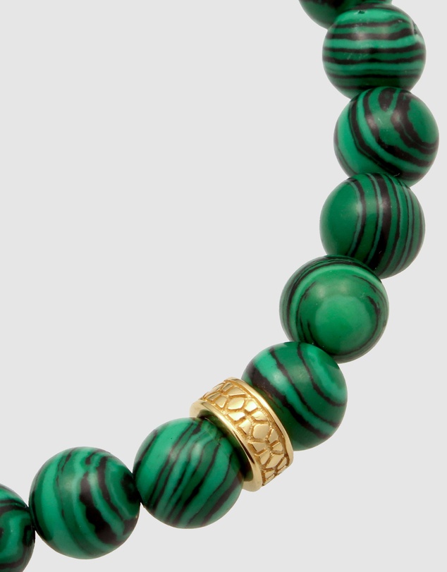Kuzzoi - ICONIC EXCLUSIVE - Malachite Resin Bead Bracelet with Gold-Plated Silver Elements