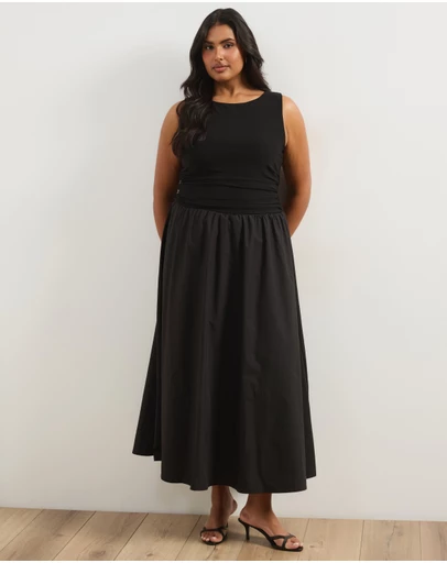 Atmos&Here Curvy - Adia Contrast Tank Bodice Midi Dress