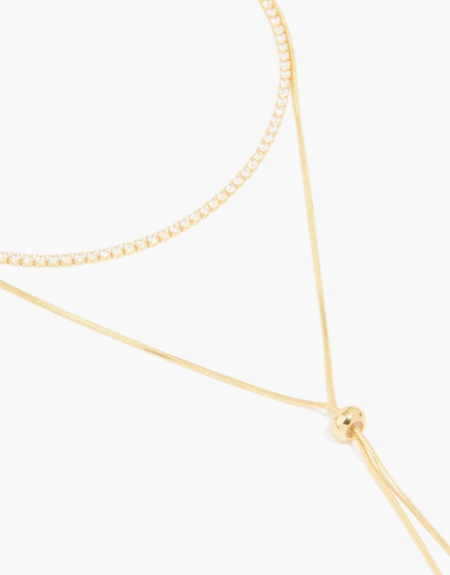 Lovisa - Gold Plated Cubic Zirconia Cup Chain & Snake Chain Y-Layered Necklace