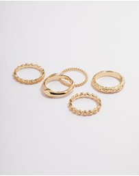 Lovisa - Gold Plated Molten Mixed Ring 5-Pack