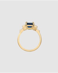Elli Jewelry - Ring with Stones Rectangle Sapphire 925 Sterling Silver Gold-plated