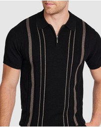 Tarocash - Luiz Stripe Zip Knit Polo