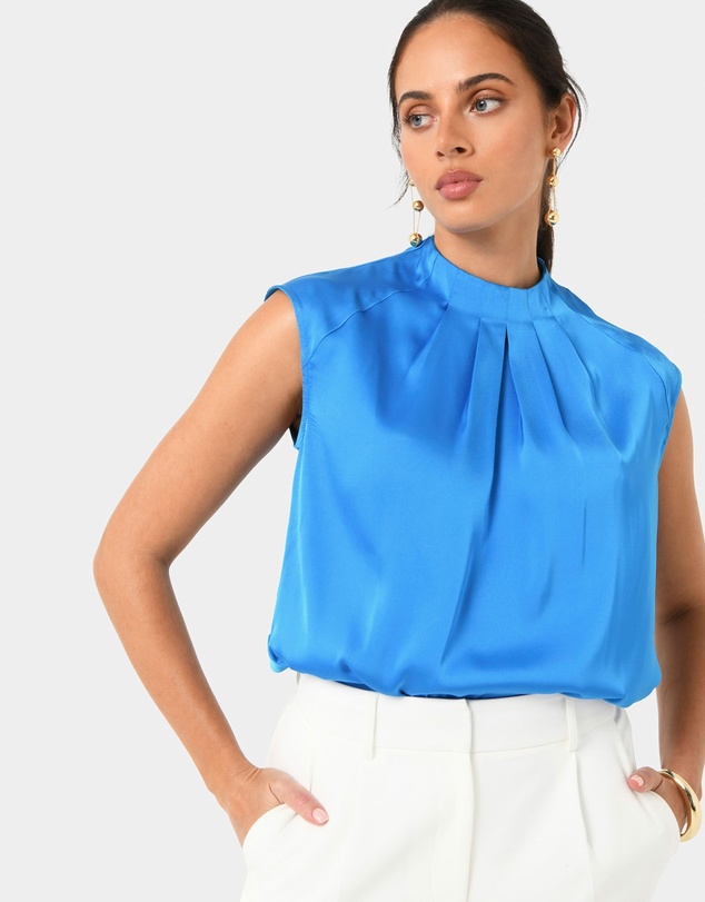 Forcast - Kiar Pleated Satin Top