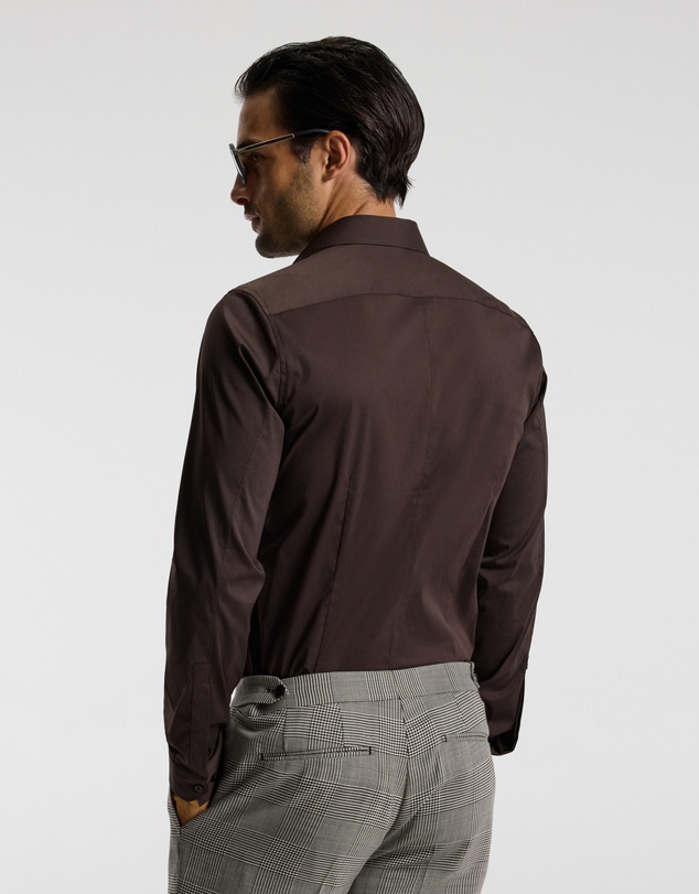 Calibre - Stretch Cotton Poplin Shirt Chocolate