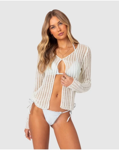 EDIKTED - Cayla Sheer Knit Cardigan
