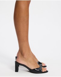 Atmos&Here - Hazel Crinkle Leather Peep Toe Heels