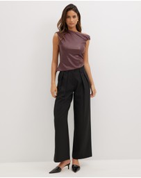 Dazie - Fabulous Flare PU Gathered Top