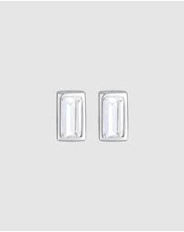 Kuzzoi - ICONIC EXCLUSIVE - Earrings Men Rectangle Topaz in 925 Sterling Silver
