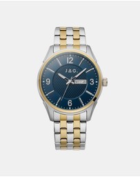 Jag - William Mens Blue Dial Ips 44mm Two-Tone Watch