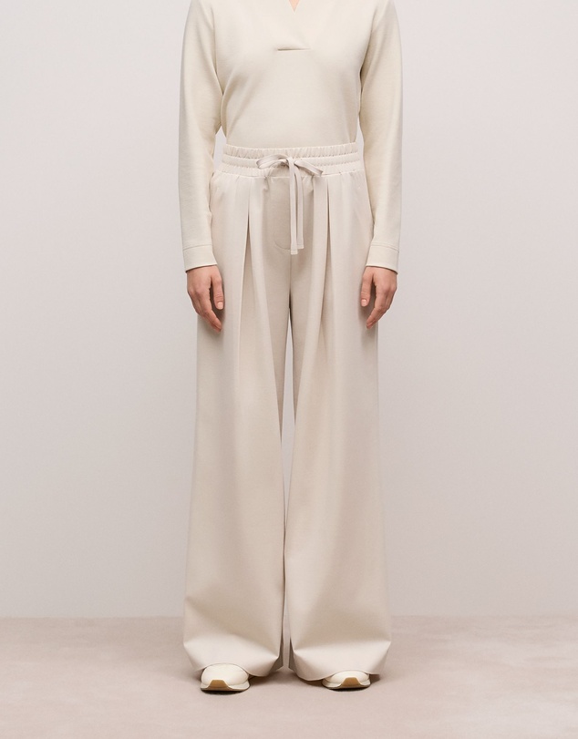 Trenery - Ponte Drawcord Wide Leg Pant in Stone