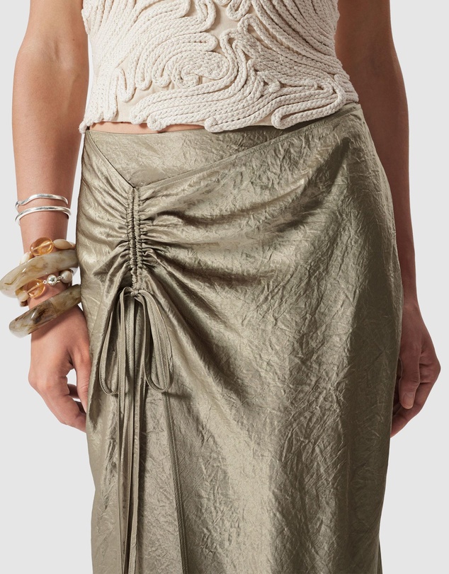 & Other Stories - Drawstring Satin Midi Skirt