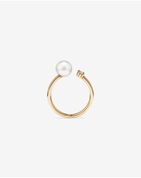 Michael Hill - Cultured Freshwater Pearl and Diamond Open Ring in 10kt Yellow Gold