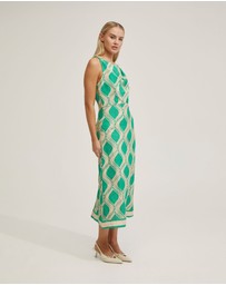 Oxford - Carrie Linen Blend Printed Dress