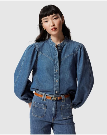 & Other Stories - Puff-Sleeve Denim Blouse