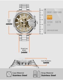 Diesel - Mega Chief Slim Silver Tone Chronograph Watch