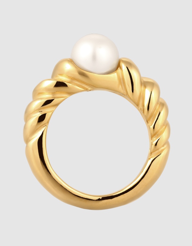 Elli Jewelry - Ring Pearl 925 Sterling Silver Gold-Plated