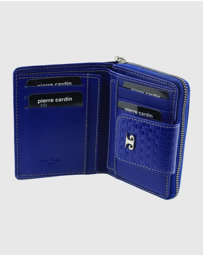 Pierre Cardin - Woven Leather Zip-Around Bi-Fold Wallet with RFID